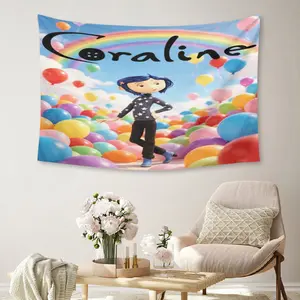 Coraline Rainbow Balloon Tapestry - Durable Polyester Wall Hanging 30x40 40x60 50x60 60x80 60x90inch
