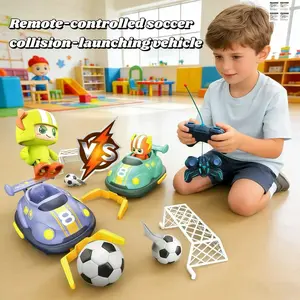 Interactive Football Bumper Car Toy Vehicle, Remote Control Soccer Themed Rechargeable Dual Player Competition, Figure Collision Launch, Indoor Outdoor Use, Long Lasting