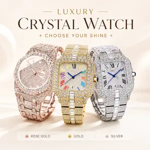 Luxury Crystal Diamond Watch for Women – Rose Gold Rhinestone Quartz Wrist Watch, Fashion Dress Watch, Gift for Her