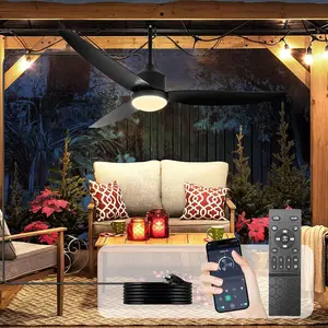 Outdoor Ceiling Fan with Light: 52" Black  Fan for Gazebo  - Plug In Outdoor Fans for Patio Porch Pergola with APP Remote Control Reversible DC
