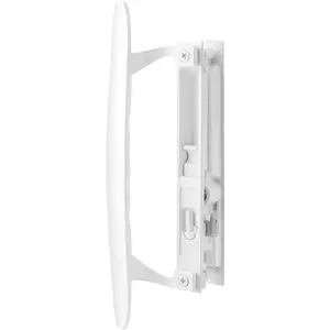 Sliding Patio Door Handle Set, Non-Keyed White Diecast Replacement Handle, Fits 1" to 1-1/8" Thick Sliding Glass Doors, 6-5/8" Hole Spacing, Non-Handed Reversible Design