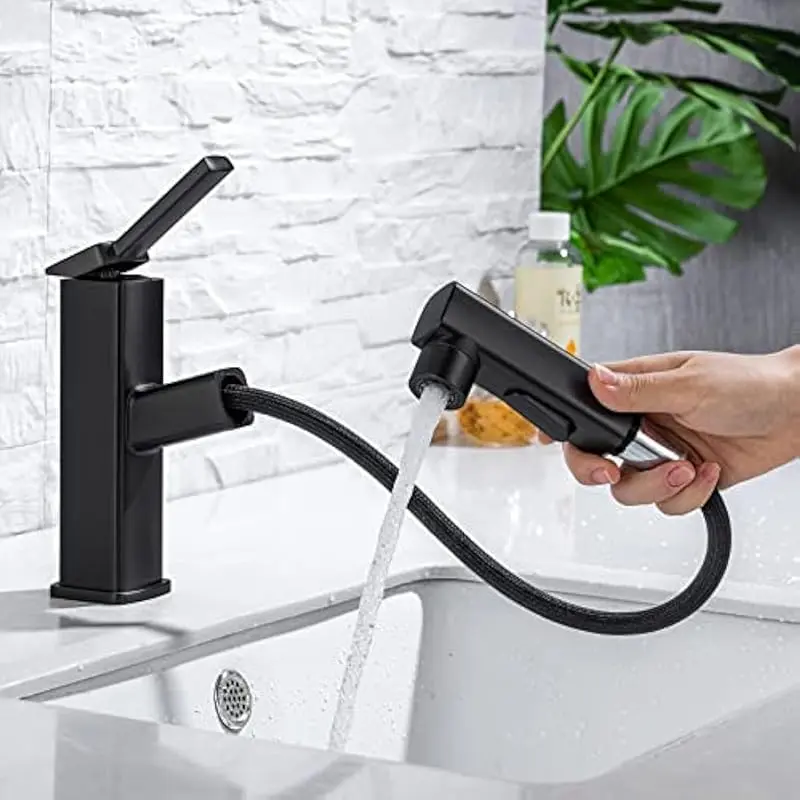 Single Hole Bathroom  Pull-Out Single Hole Bathroom Sink Faucet, Single Handle Basin Faucet, Multifunctional Pull-Out Bathroom Sink Tap with Rotating Spout, Rotatable Rotary Faucet, Bathroom Faucets, Faucets for Bathroom Sinks