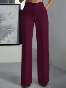 Women's High Waist Straight Leg Pants, Fall Fashion Commuter Casual Trousers, Slimming and Elegant, Long Pants for Autumn, Womenswear