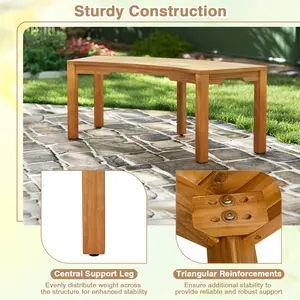 COSTWAY - Set of 2 Outdoor Bench Acacia Wood Curved Garden Bench 2-Person