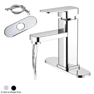 Stainless Steel Sink Faucet, Single Hole Cold Hot Water Mixer, Modern Style, Bathroom Basin Replacement Accessories