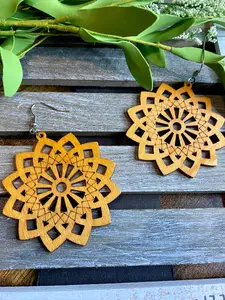 Wooden Mandala Earrings
