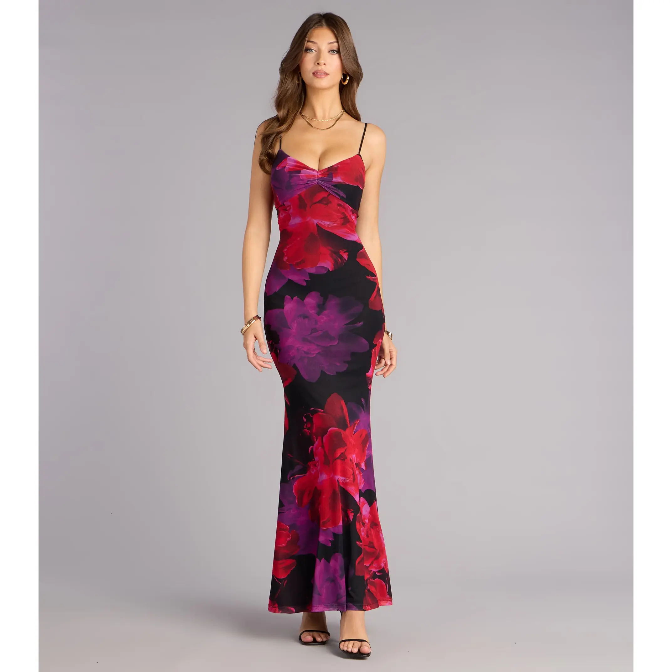 Late Bloom Energy Floral Mesh Maxi Dress