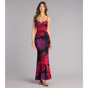 Late Bloom Energy Floral Mesh Maxi Dress