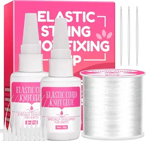 Bracelet Glue to Keep Elastic String Stay Perfectly Tied for Clay Beads, Jewelry Glue with 0.8mm Elastic String for Bracelets, Bracelet Making Kit (30g*2)
