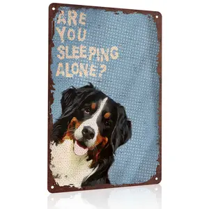 Are You Sleeping Alone? Bernese Mountain Dog 12x8 Inch Aluminum Metal Sign - Funny Dog Lover Wall Decor for Bedroom, Living Room, Home - Retro Tin Sign Gift for Dog Parents & Pet Enthusiasts