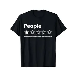 Unisex-Adults T-Shirt - Black, Small - Short Sleeve - Funny Review People One Star: Absolute Nightmare Would Not Recommend, Suitable For Mens & Womens Outdoor T-Shirt, 100%Cotton, S-XXXLFashion 	       Unisex T-shirts M-5XL