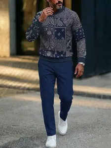 Men's Fashion Casual Long-Sleeve Shirt and Trousers Set — Bohemian Style high-end new suit sport slim-fit trendy street blue mens ing for groomsmen affordable streetwear tracksuit polo solid groom wedding costume priscilla elvis button-up jacket bespoke