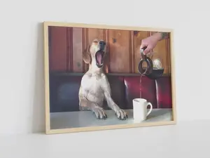 Funny Dog Coffee Print: Vintage Meme Photo, Museum Quality