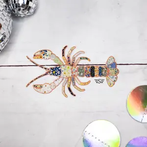 Floral Crawfish Fabric Patch (Patch ONLY)