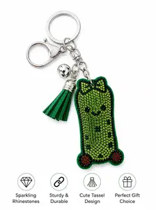 Women's Rhinestone Bag Charm Keychain - Trendy Kawaii Fashion Accessory with Keychain Charms, Cute, Character Acrylic, Dainty, Animal-Inspired Designs for Handbags, Backpacks, Cute Keychains