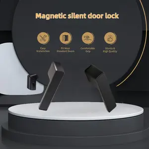 Magnetic Peephole Door Handle Set - Hidden Interior Wooden Lever Privacy Lock with Keyless Entry, No Battery Needed, Easy Installation for Bedroom & Bathroom, Modern Minimalist Design, Door Locks for Home, Bathroom Security, Sleek Metallic Finish