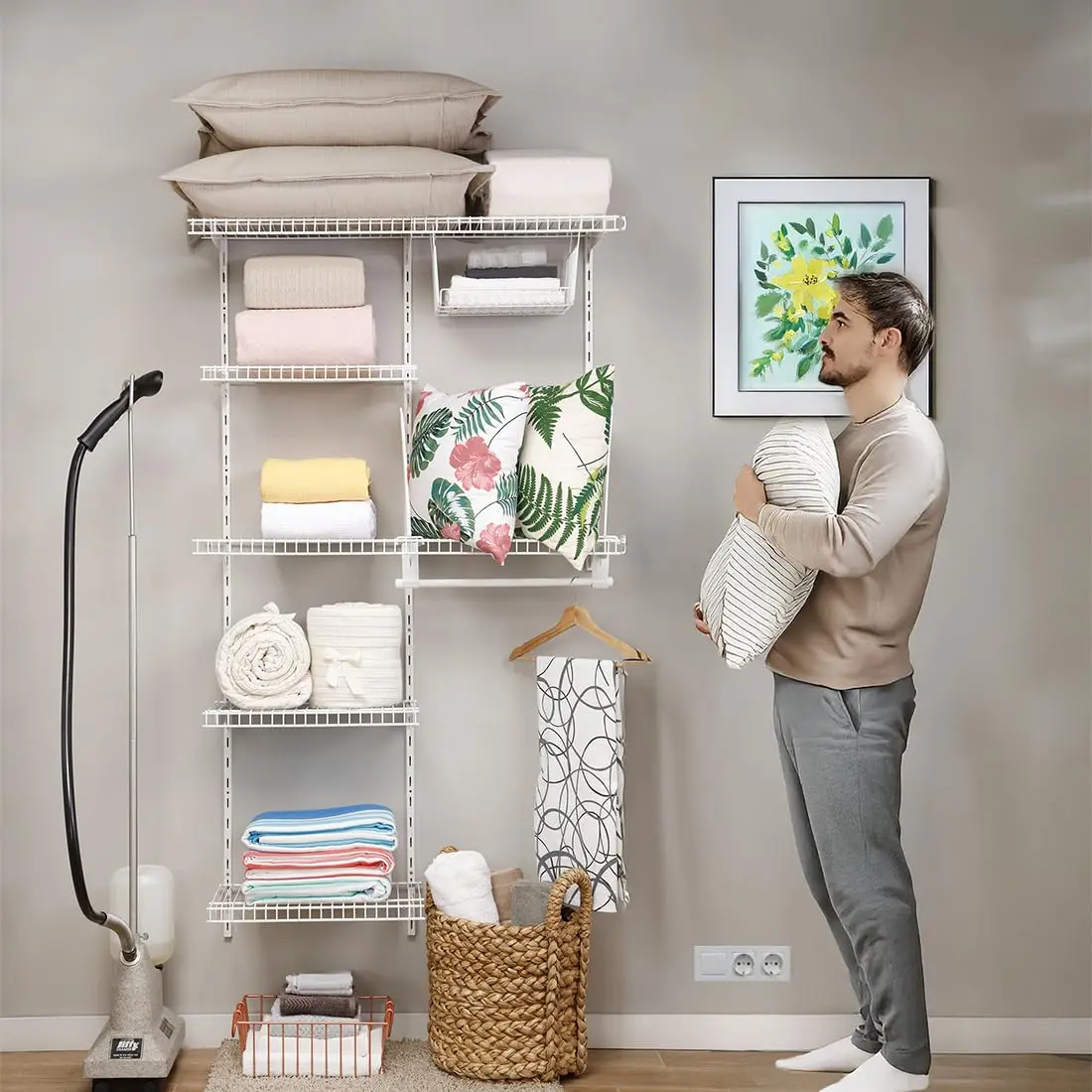 Soh Design Durable Wire Frame Shelf - 3-5 ft Closet Storage Home Organizer, F000600 White Home & Garden Furniture