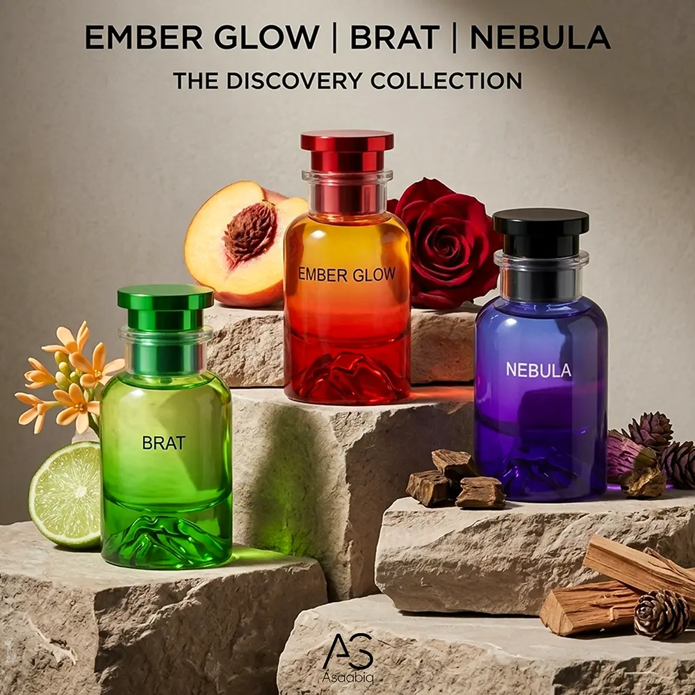 Asaabiq Gradient Mountain Unisex Perfume 50ML/1.7F.OZ BRAT Orange Floral Spice, NEBULA Amber Citrus, And EMBER GLOW Versatile Scents for Any Mood, Ideal for Personal Use, A Gift for Christmas, Valentine's Day, New Year And Other