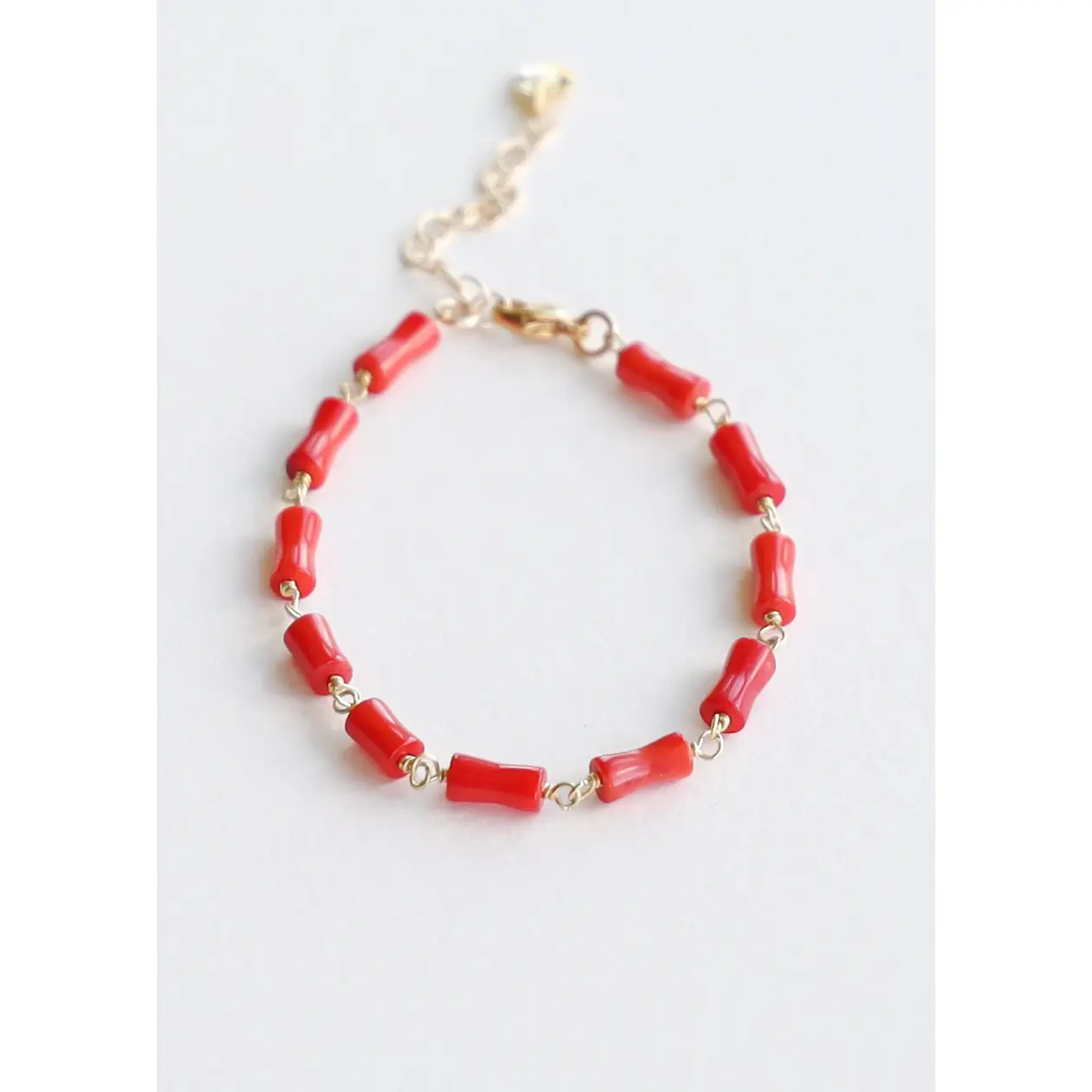 Red Coral Dot Bracelet
