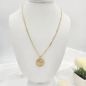 Cuban link chains with zodiac sign charms, 14K gold plated.