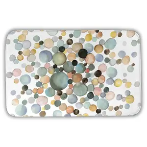 360 Stand Plush Foam Bath Mat, 21x34 in, Minimalist Modern Blue Bubble Print, Absorbent Home Bathroom Decor Mat, Rectangle