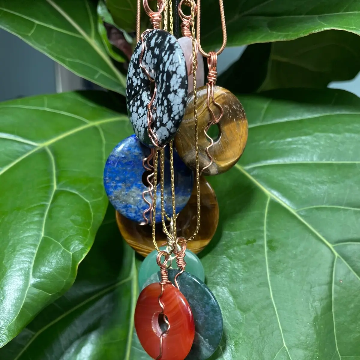 Crystal Donuts | Copper Wrapped Necklace Daily wear
