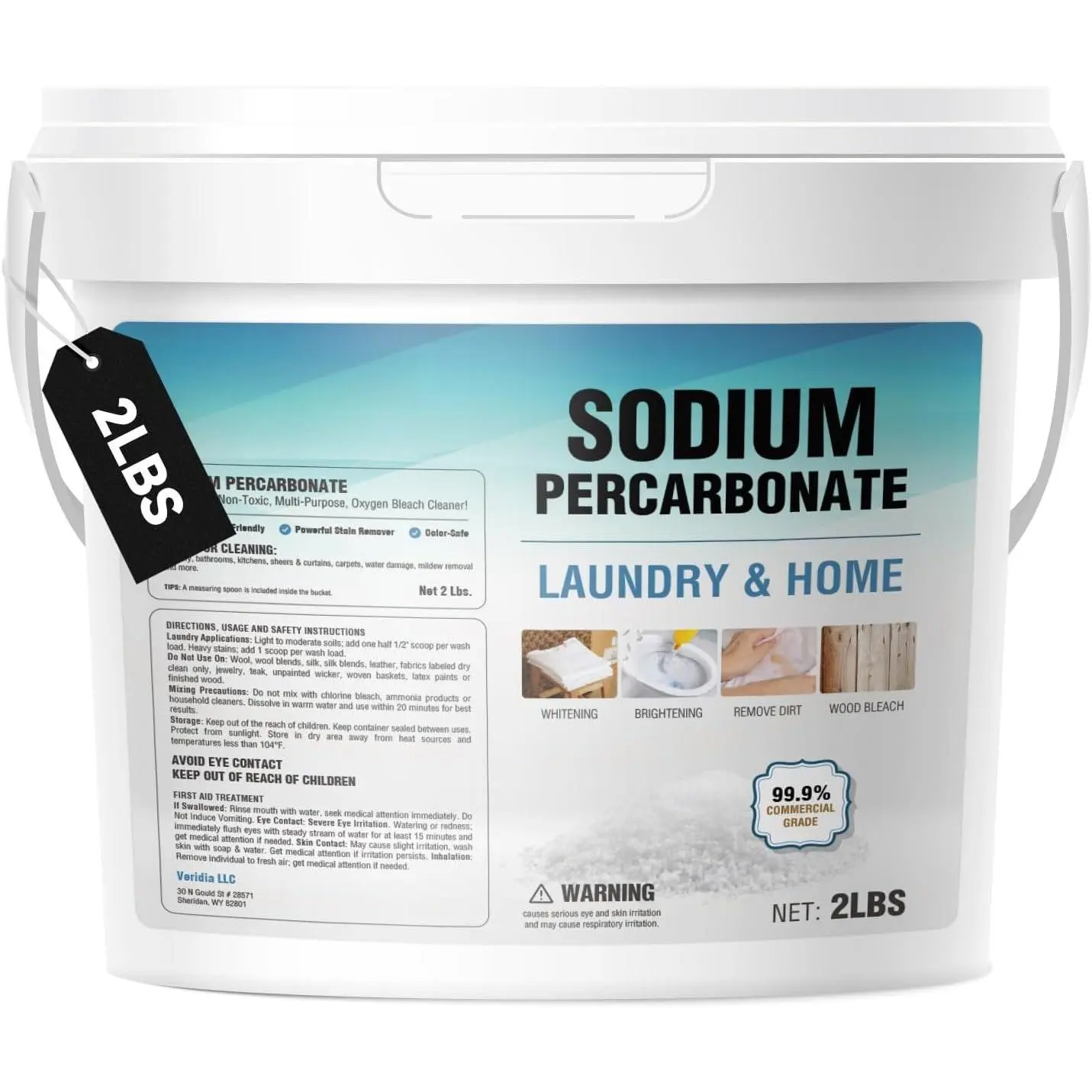 Sodium Percarbonate -    & Laundry Booster - Multi-Purpose Cleaner for Stain Removal, , Deodorizing - Chlorine-Free (2LBS)