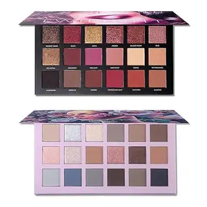 2Pcs Florescence + Twilight Dusk Eyeshadow Palette Makeup Set, Matte Shimmer Glitter Pressed Pearl All Highly Pigmented Blending Powder, Natural Velvet Texture Eye Shadow Kit