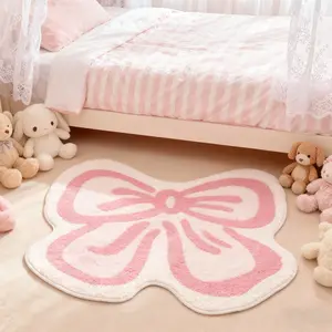 Creative Bow Print Carpet, Foldable Large Area Rug, Home Decor Rug, Bedroom Rugs, Easy Care, Suitable for Living Room Bedroom Balcony Bathroom, Household Decorative Rug