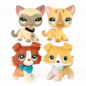 4PCS Mini Cat & Dog Figurines Set - Collectible Pet Toys with Accessories, Ideal for Kids Pretend Play, Party Favors, Cake Toppers & Gifts for Animal Lovers