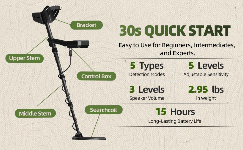 Professional Handheld Metal Detector for Adults - High Accuracy Gold & Silver Finder, 10in IP68 Waterproof Coil, Pinpointer, Larger LCD Display, Advanced DSP Chip, for Underwater & Beach Use, Black
