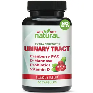 Why Not Natural 5-in-1 UTI Pills with D Mannose, Cranberry PAC Extract, Probiotics and Vitamin D - Urinary Health Formula for Women and Men