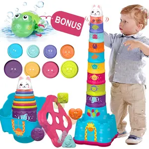 Baby Stacking Toys for Toddler 1-3, Nesting Cup Shape Sorter for Infant 6 to 18 Month, Learning Stackable Block, Birthday Gift for Girl Boy 9 Month
