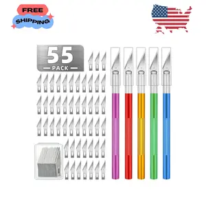 55 Pack Exacto Knife, Hobby Knife Set with 5 Craft Knives and 50 Precision Knife Blades(#11)