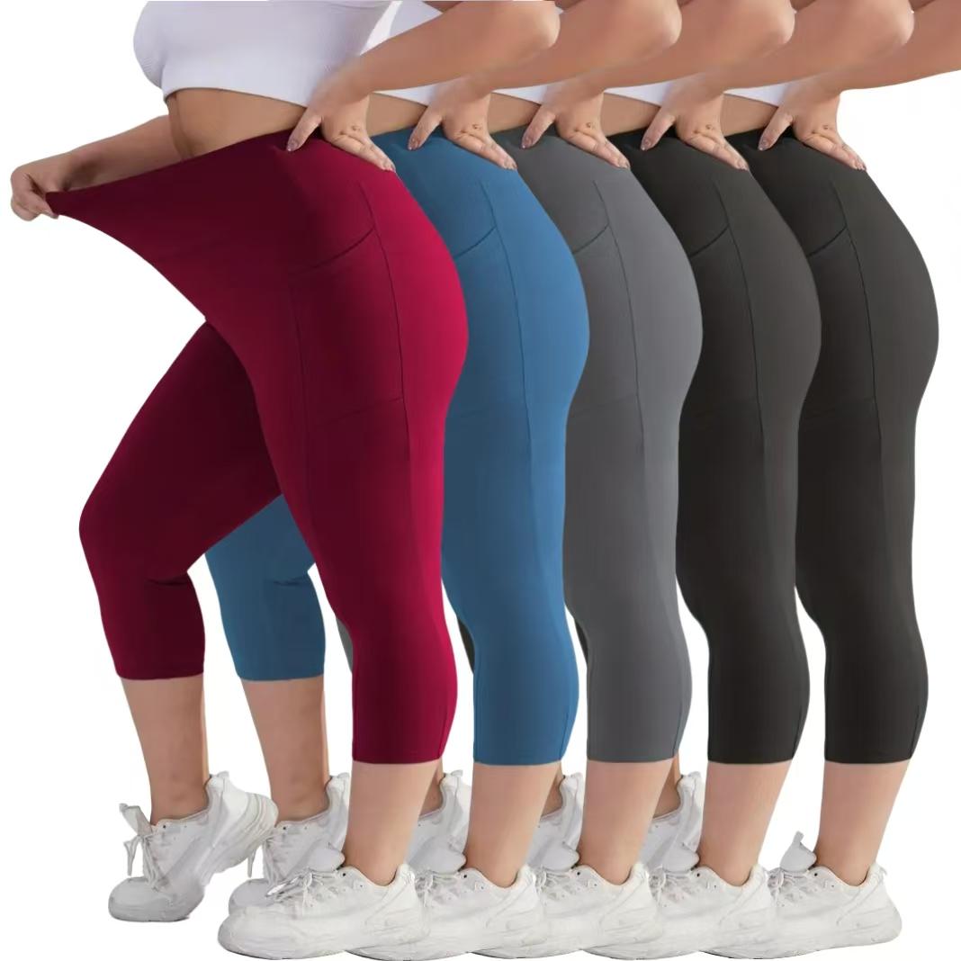 Plus Size Capri Leggings with Pockets for Women 1X- 5X-Large High Waist Stretchy Soft Pants for Workout Running Yoga Black Capri Leggings sets Plus Size Capri Leggings with Pockets for Women 1X- 5X-Large High Waist Stretchy Soft Pants for Workout Running Yoga Black Capri Leggings sets