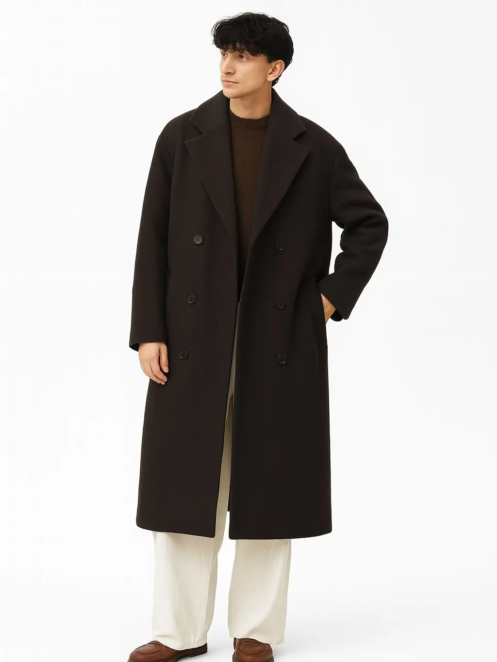 Men's Black Leather Trench Long Coat Genuine Soft Lambskin Suede Overcoat All Sizes Classic Urban Street Style Long Sleeve Jacket Menswear