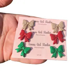 Glittery Bows Stud Earrings