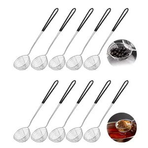 10Pcs Hot Pot Strainer Scoops, 2.5 Inch Stainless Steel Spider Strainer Skimmer, Hot Pot Ladle with Insulated Handle for Kitchen Cooking Frying Food - Home Improvement.