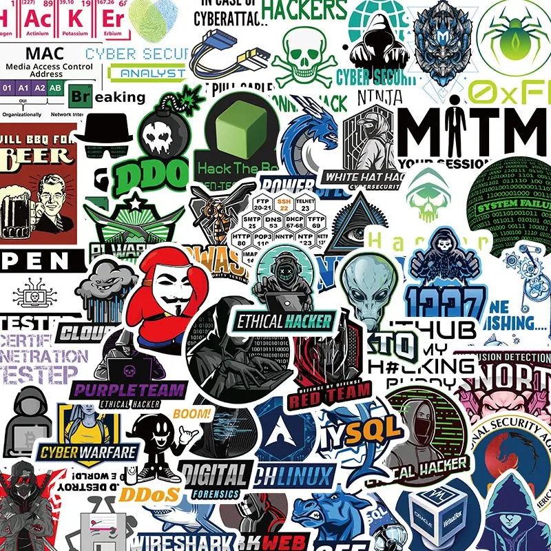 50 Pcs Hacker Program Coding Graffiti Stickers, Personalized Decorative Luggage Pen Guitar Notebook Waterproof, Flat Sticker Type