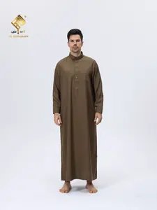 Men's Coffee Color Traditional Robe, Islamic Clothing for Daily Prayer, Loose Comfortable Middle Eastern Style, Large Size, All Seasons