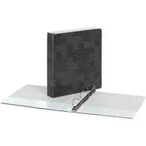 212 MAIN Oxford Back-Mounted Round Ring Storage Binder, 1.5 in., Black, Bold Look, Optical Print, Flat Pages, Office Stationery Supplies