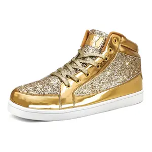 IGxx Glitter Shoes for Men Fashion High Top Casual Sequin Sparkly Sneakers Men's Bling Shiny Men