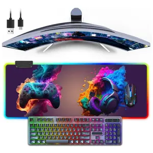 27rgb Gaming Controller Mouse Pad, Anti-Slip Easy Clean, Dual-Needle Stitched Edges, Perfect for Mtg & Tcg, Picnic Travel Magic Party Mat