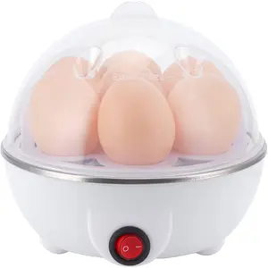 Electric Egg Boiler, Multifunctional 7 Egg Capacity Mini Eggs Cooker Steamer Poacher with Measuring Cup for Kitchen (US Plug 110V)