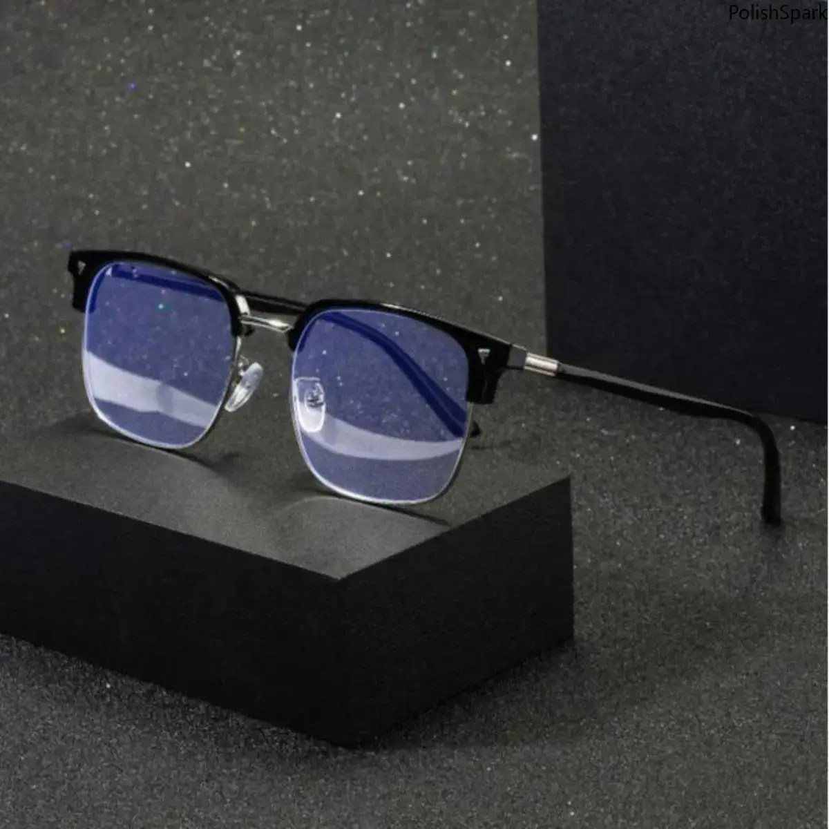 Women's Semi-Rimless Blue Light Glasses, Lightweight Browline Metal Frame with Anti-Eyestrain Resin Lenses for Computer, Studying & Gaming, Gamers, Blue Light Blocking Glasses, 18G, Office/Gaming, Durable, Female
