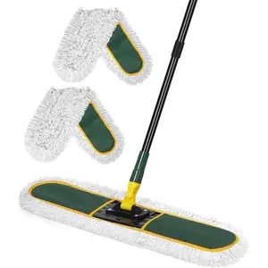 24" Commercial Dust Mop for Floor Cleaning, Heavy Duty Large Mop with Replacement Mops Pads, Industrial Duster Floor Wet Dry Broom for Cleaning Office Garage Hardwood Warehouse (Green, 24" mop)
