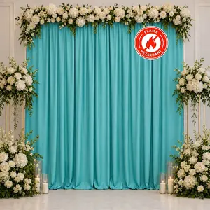 Scuba Polyester Event Backdrop Curtain Turquoise 10ftx10ft Durable Flame Resistant Wrinkle-Free Photography Drape Panel With Rod Pocket