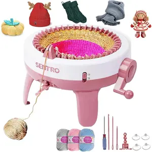 SENTRO Knitting Machine, 40  Automatic Circular Knitting Loom Machine for /Adults Beginners, Double Knit Loom Crochet Machine Kit for Hat,Socks,Scarves,Gloves,Sweater(for 3-5mm  Yarn)