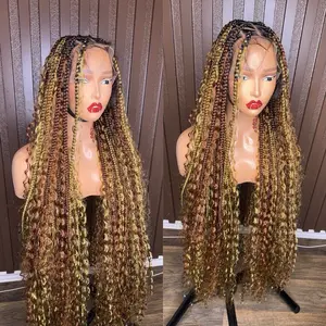 Two Tone Triangle Boho Braids Wig with Gradient Color Braided Hair Design for Casual Style and Outfit Decoration
