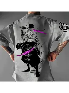 ONE PIECE Japan Anime Roronoa Zoro Men's Printed T-Shirt The new men's T-shirt for the summer of 2026 features street fashion casual comfort breathability and 3D pattern printing